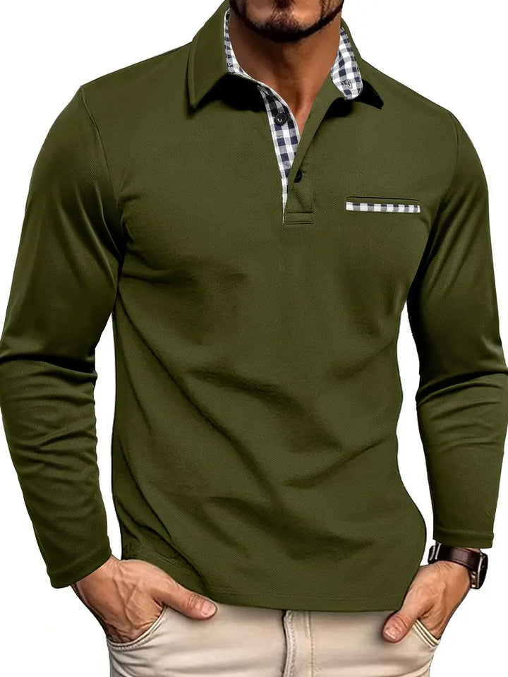 Alexander - Elegant Long Sleeve Polo Shirt for Men