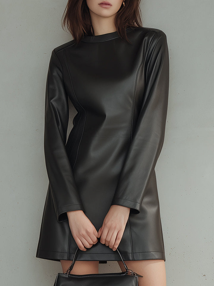 Black Faux Leather Mini Dress