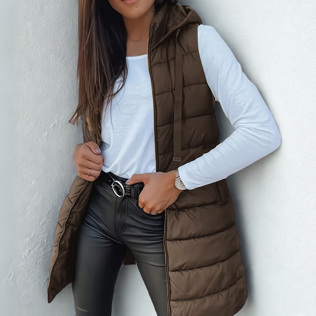 Romee | Casual Long Hooded Puffer Vest