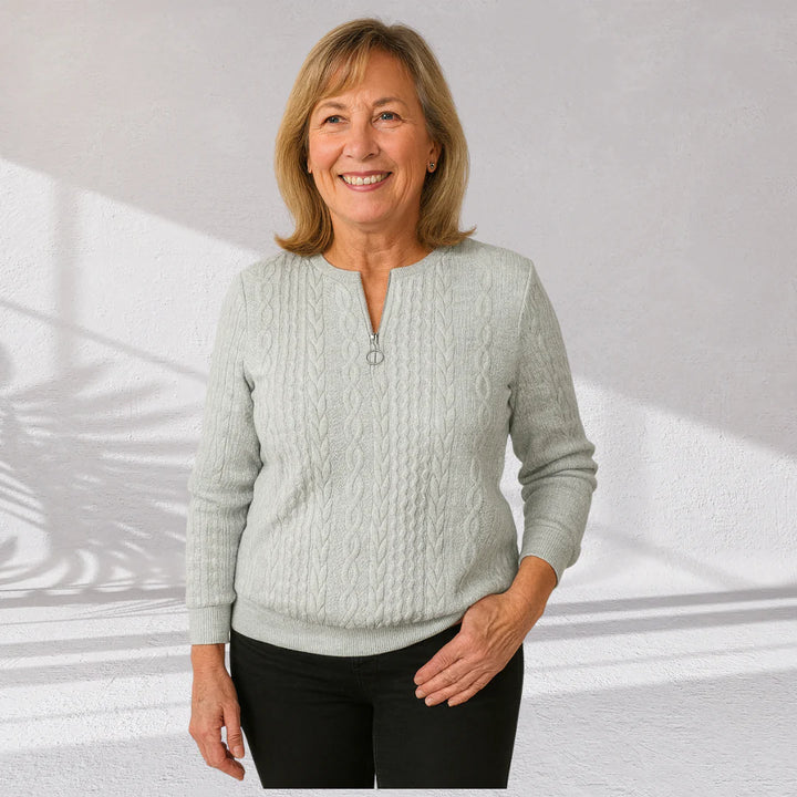 Emma | Women zip-up cable knit sweater