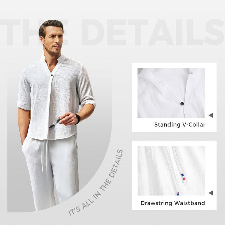 Victor - Men's Two-Piece Cotton Set: Top and Pants