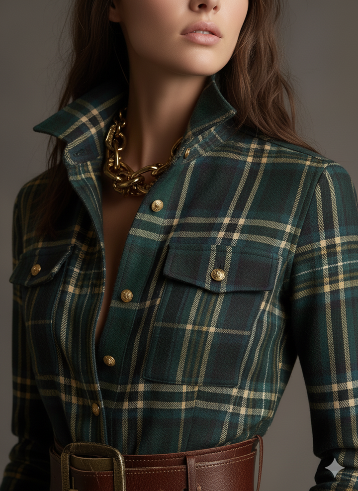 Evelyn - Elegant Plaid Maxi Dress