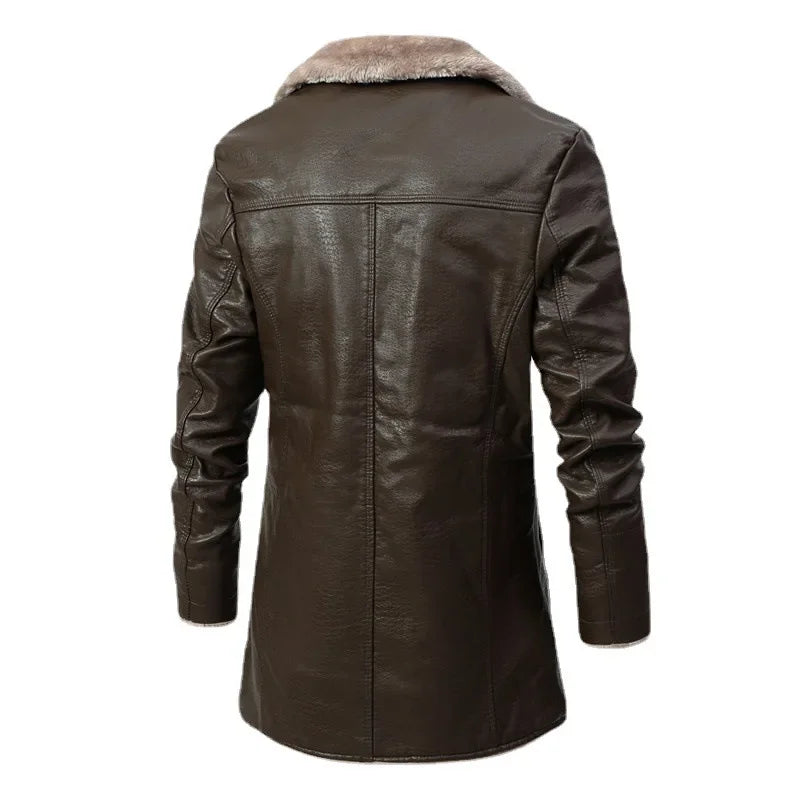 Lorèn - Elegant Wool Coat with Faux Fur Mandarin Collar