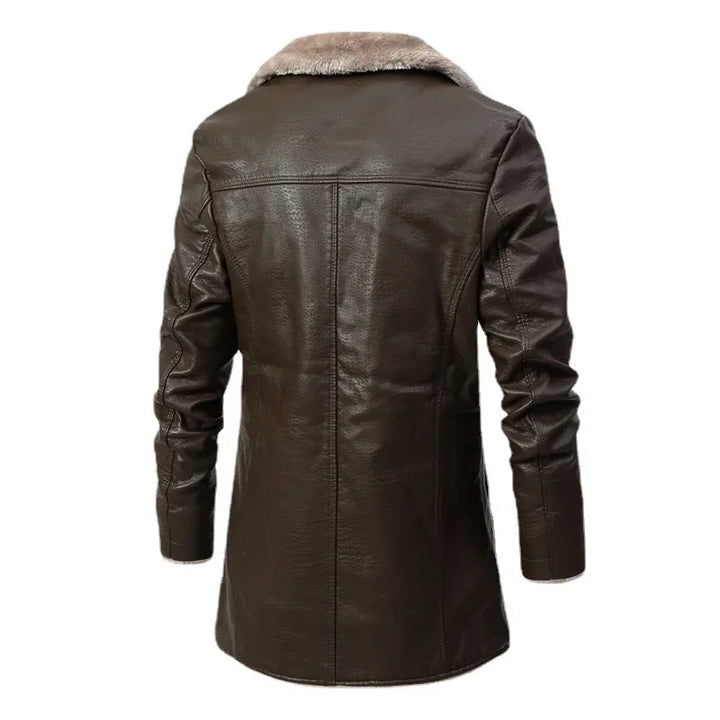 Lorèn - Elegant Wool Coat with Faux Fur Mandarin Collar