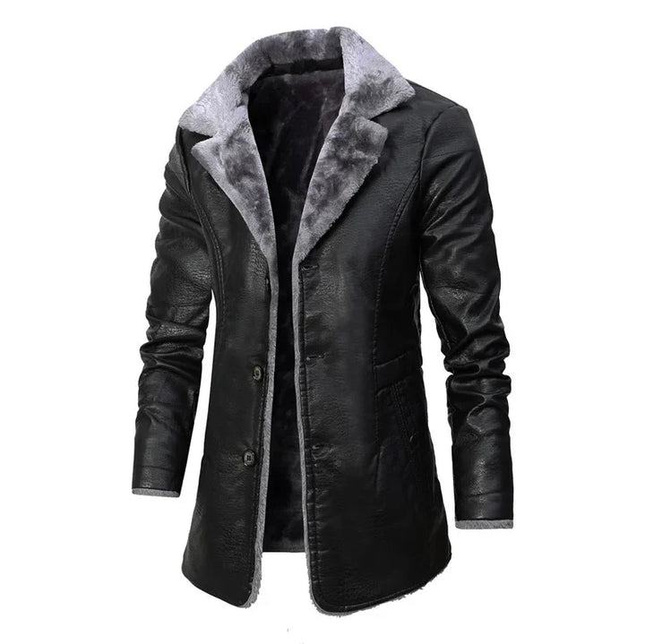 Lorèn - Elegant Wool Coat with Faux Fur Mandarin Collar