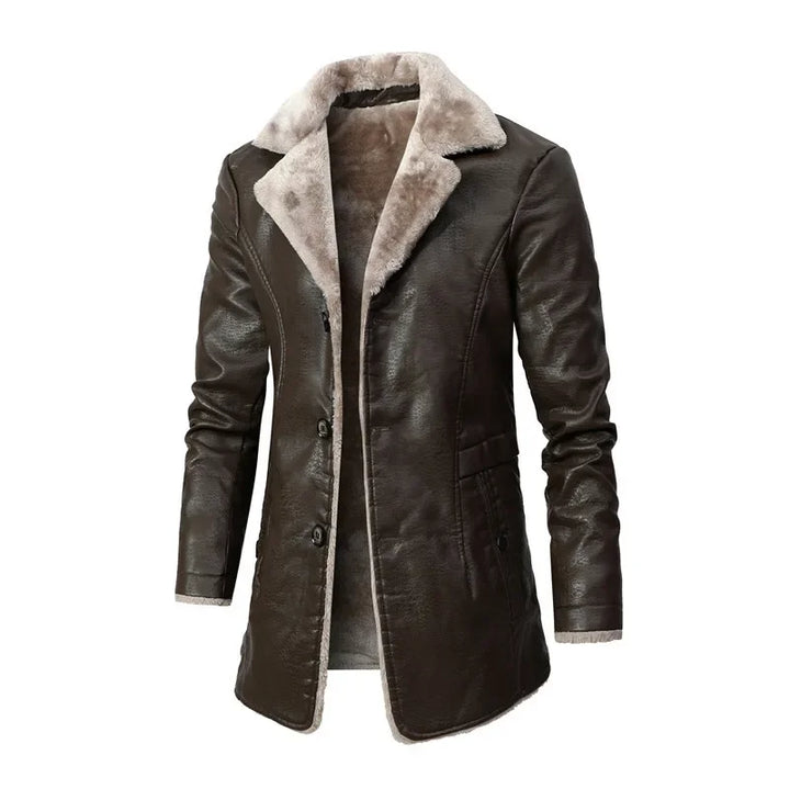 Lorèn - Elegant Wool Coat with Faux Fur Mandarin Collar