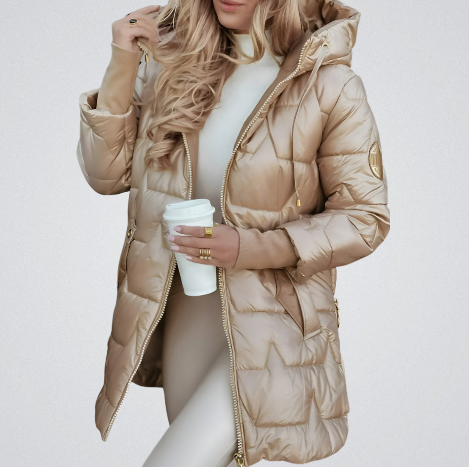 Elegant Winter Coat With Hood And Padding