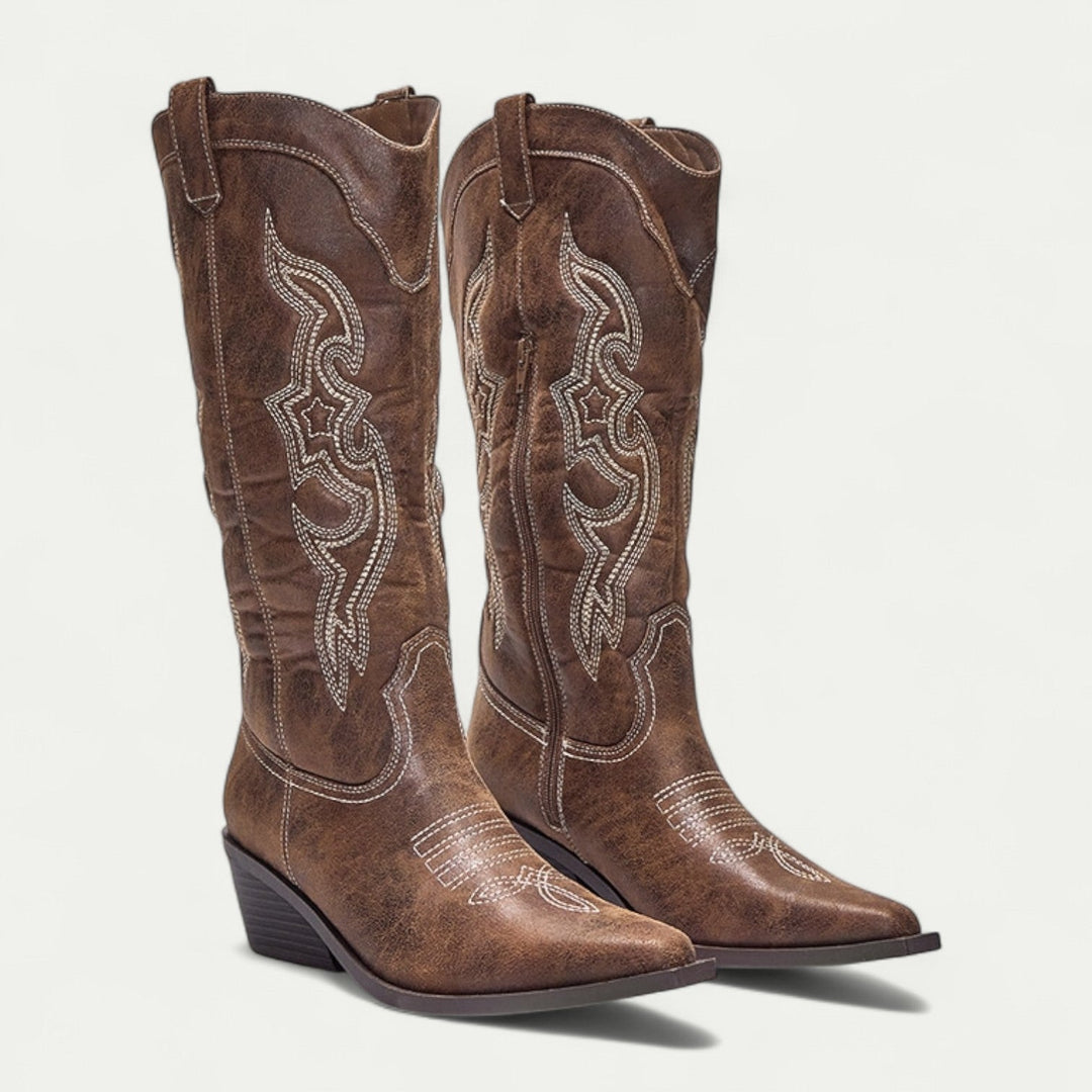 Western Calf High Pointed Toe Boots for Women