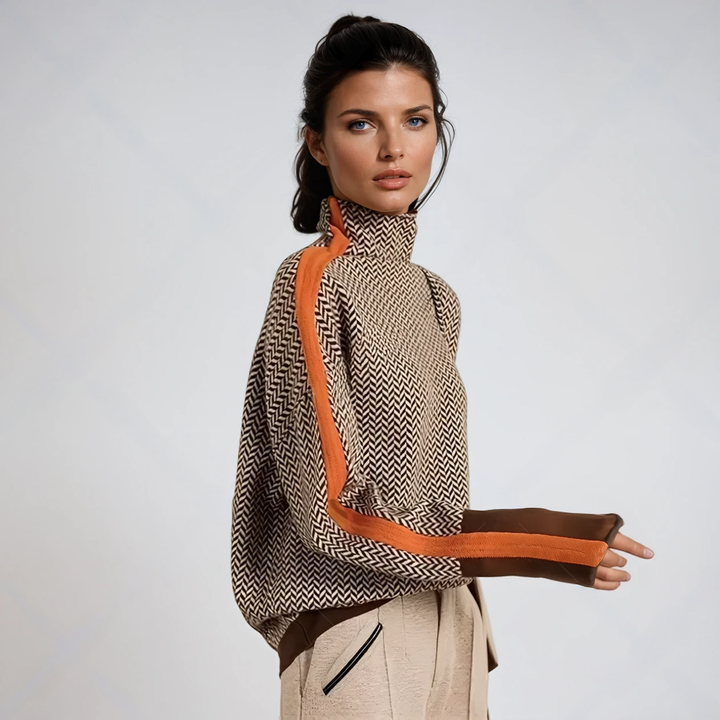 Turtleneck with striking contrasting stripes