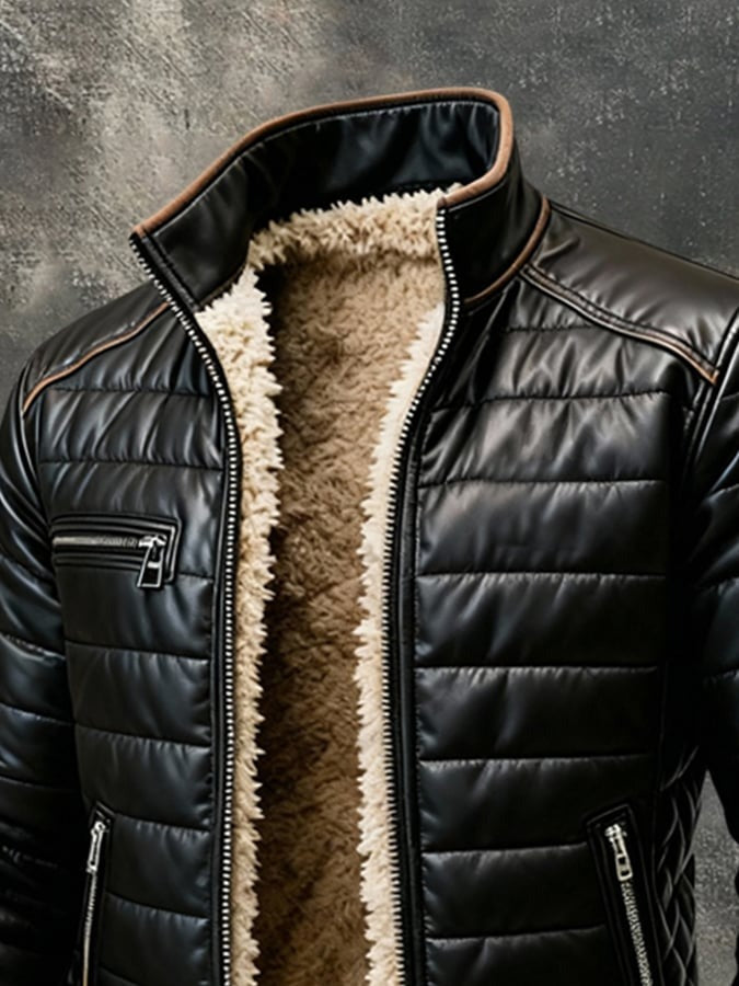 Serge - Black Quilted Jacket with Sherpa Lining