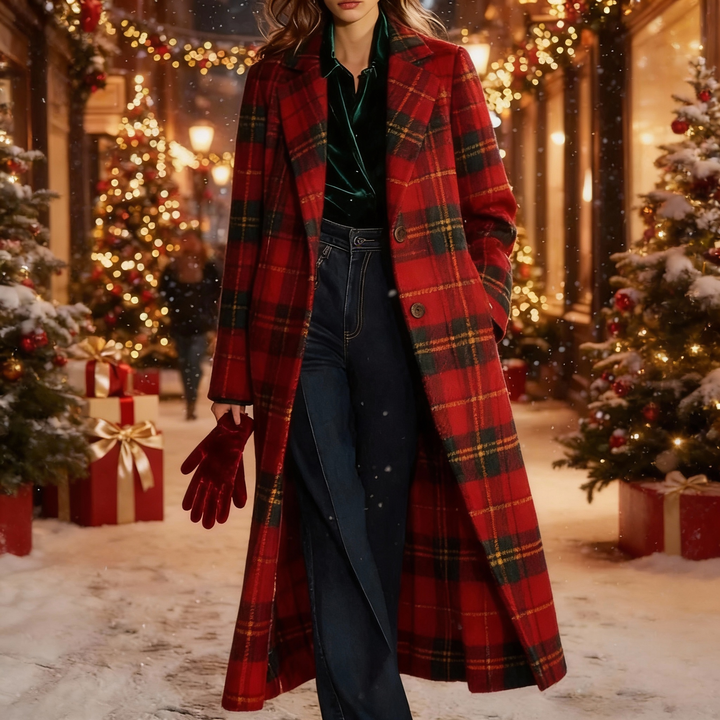 Clara - Classic Plaid Coat | Premium Winter Warmth for Canadian Women