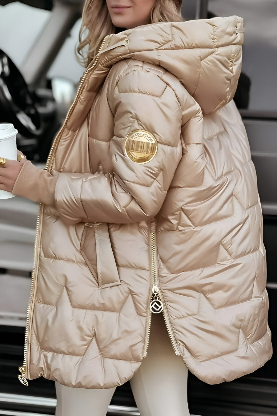 Elegant Winter Coat With Hood And Padding