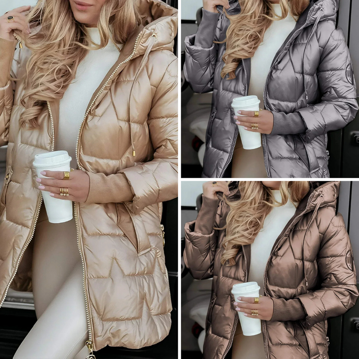 Elegant Winter Coat With Hood And Padding